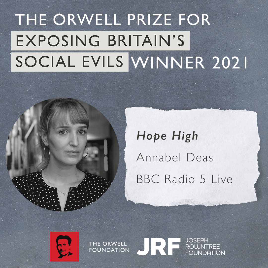 Annabel Deas wins The Orwell Prize for Exposing Britain's Social Evils